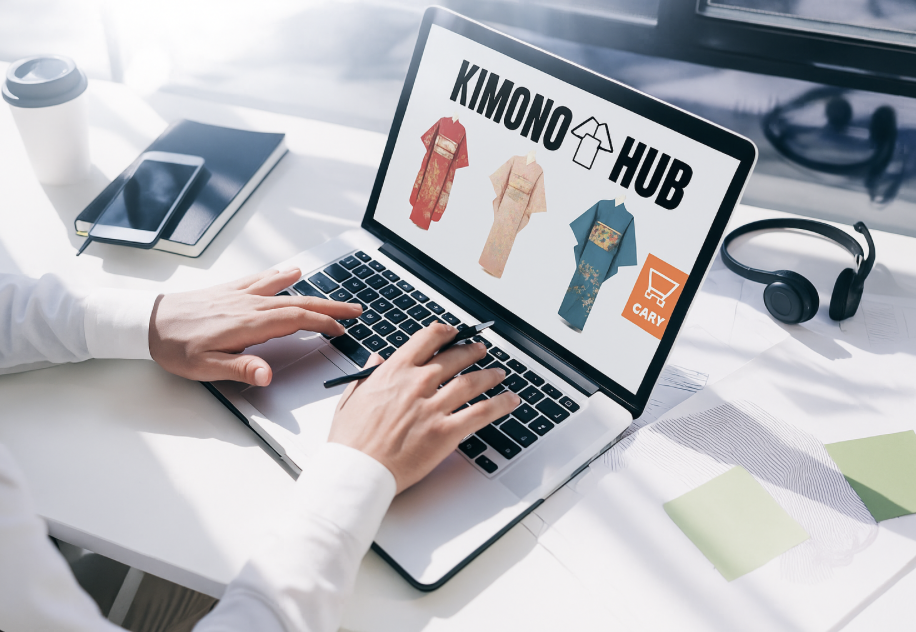 オンライン仕入れプラットフォームKIMONOHUBの活用イメージ