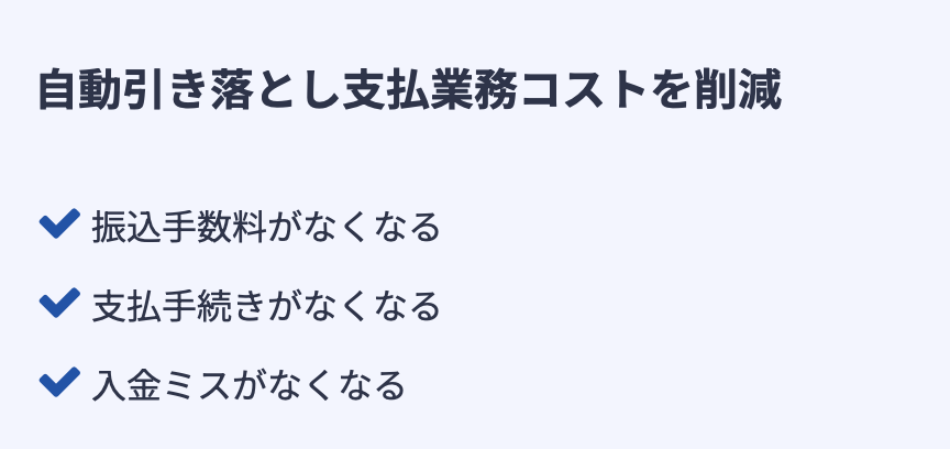 銀行自動引き落とし機能で振込手続きが不要に