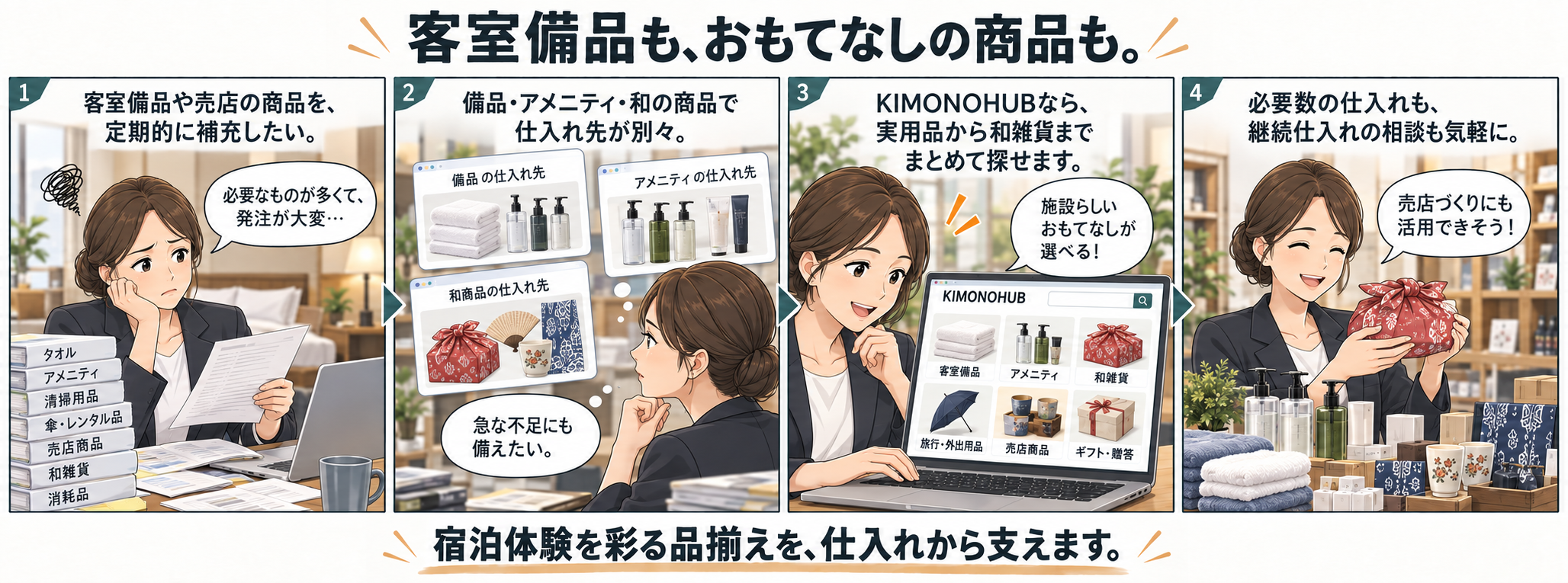 ホテル・旅館の客室備品と和雑貨の仕入れ活用例
