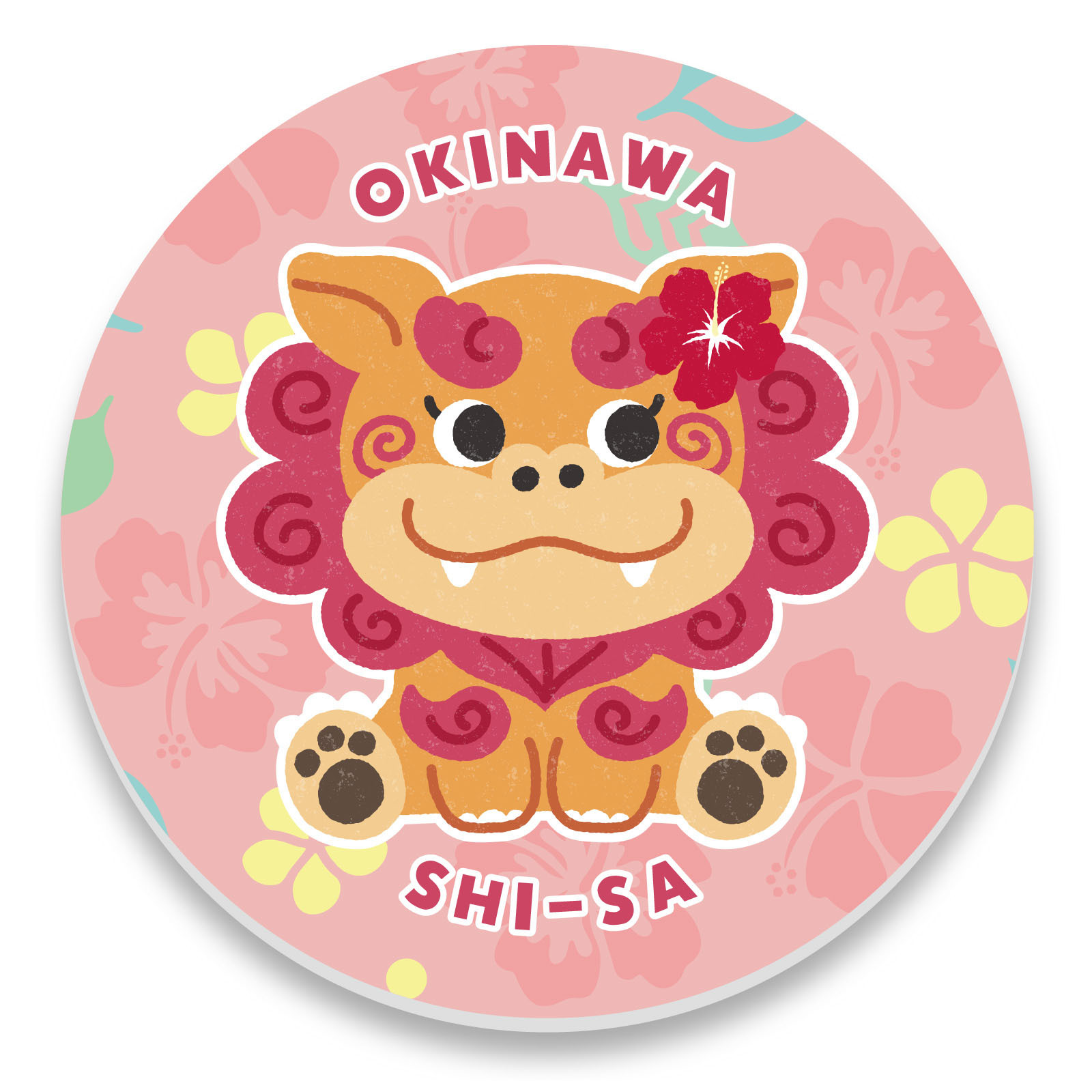 記念品 / 白雲石コースター シーサー×赤 単品 118773