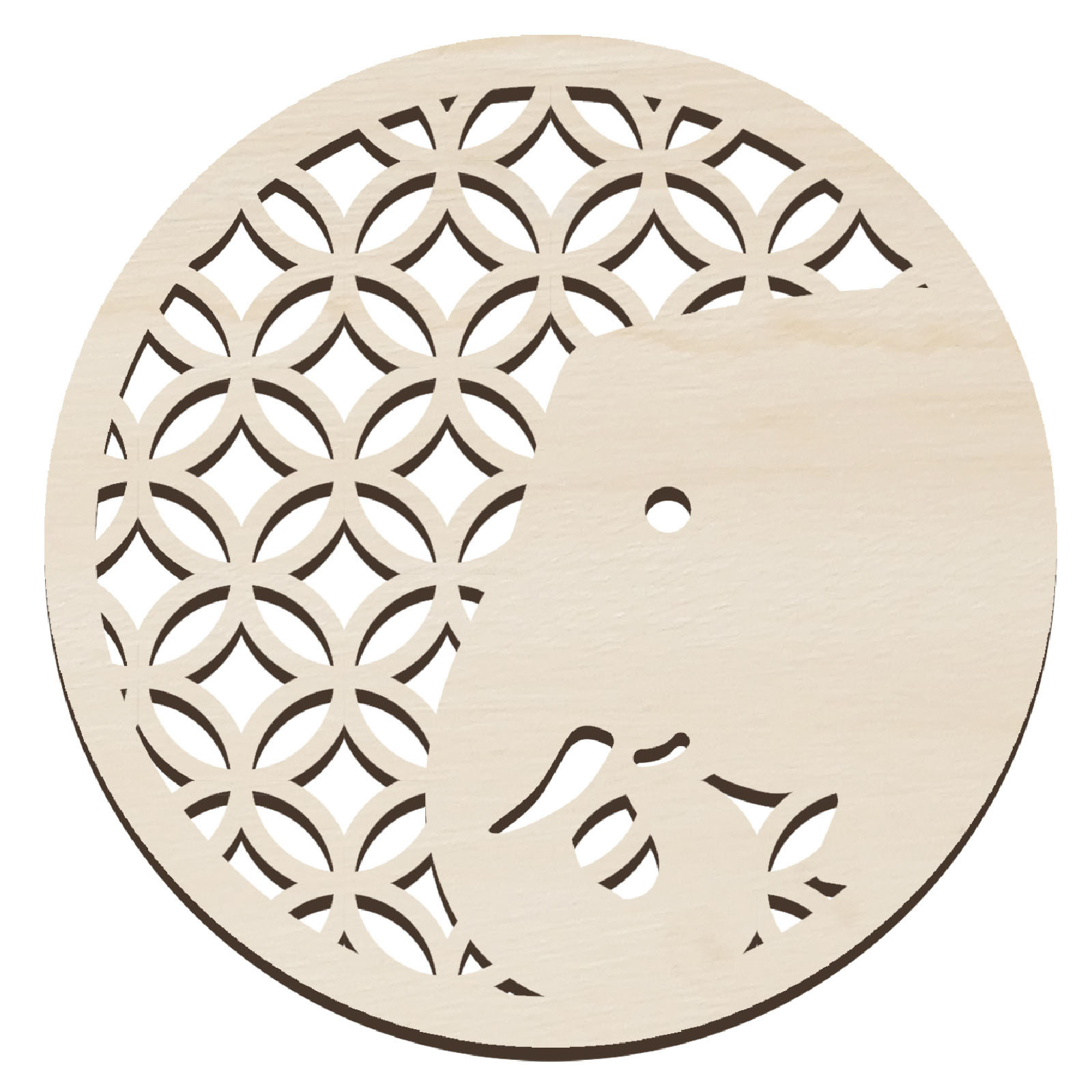 記念品 / 木製コースター φ100mm ゾウ 単品 118789