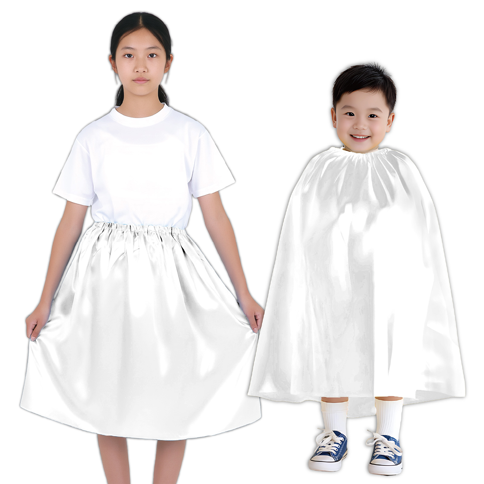 スカート / ソフトサテンマント・スカート ストレート 白 単品 14667