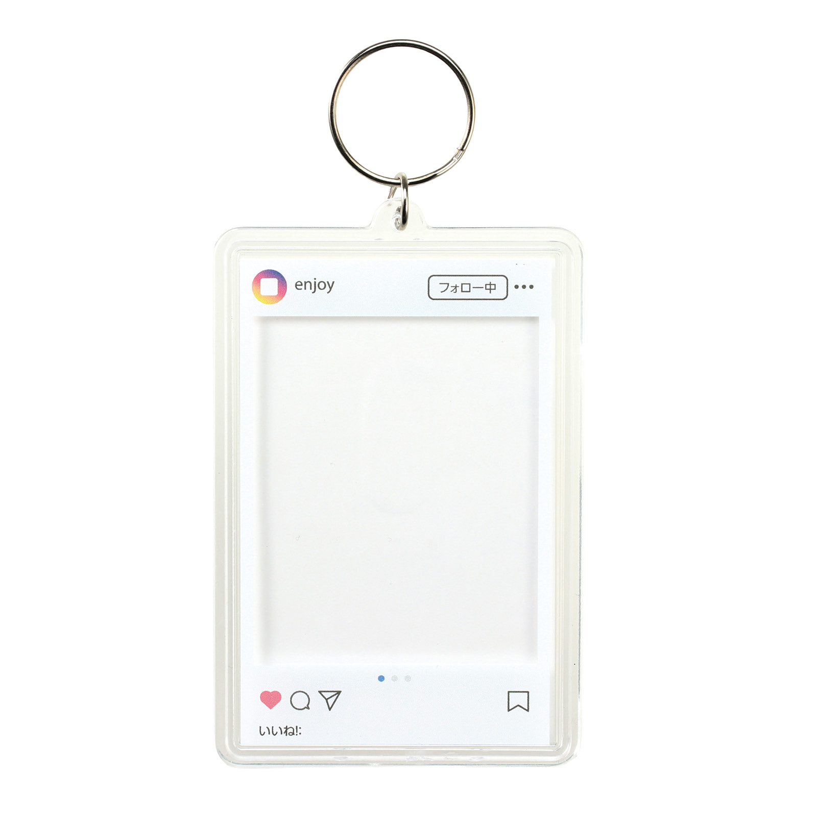 日用品 / ワンタッチクリアキーホルダー インスタ風(ホワイト) 147409