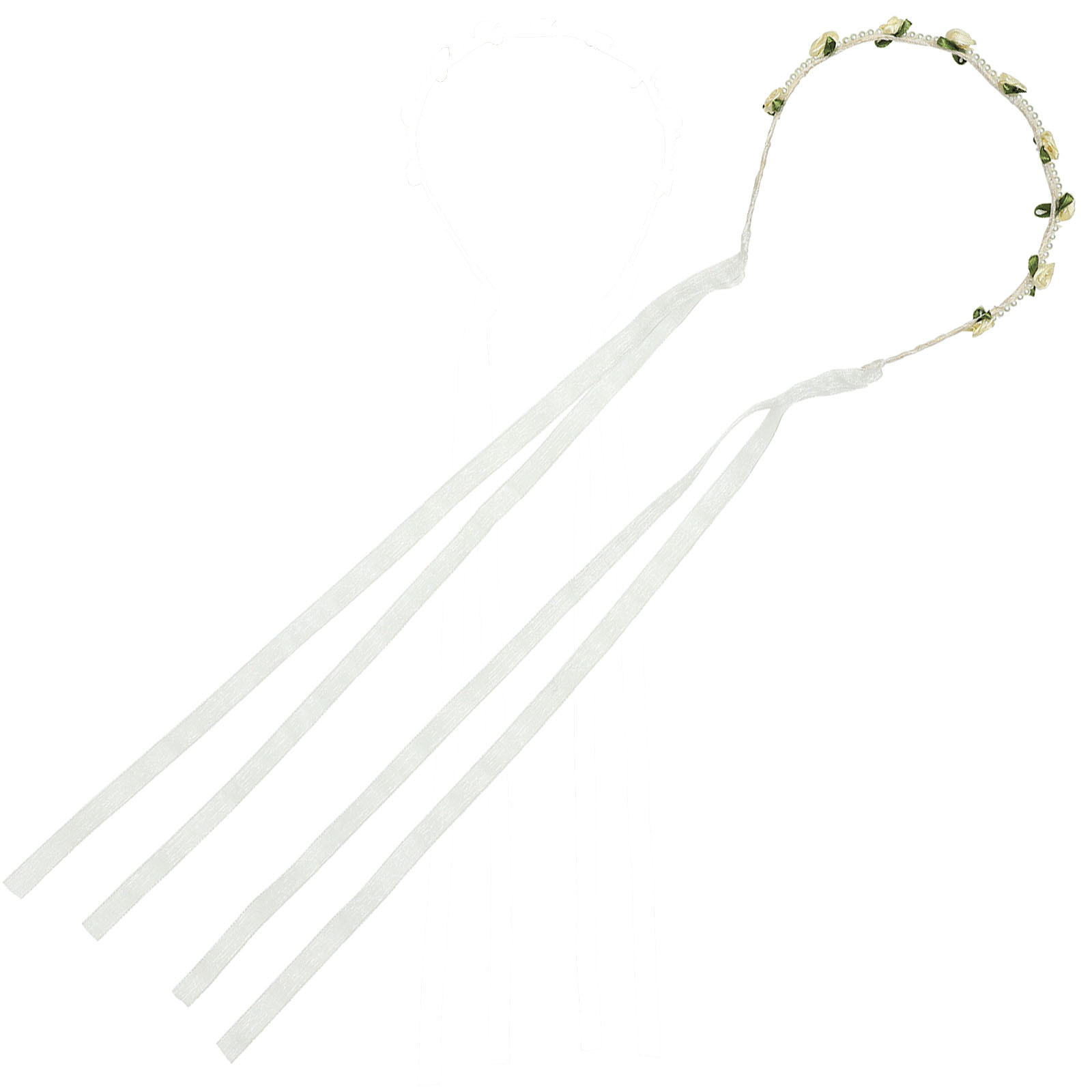 カチューシャ / カチューシャ 花冠 ホワイト ホワイト、ピンク 単品 18504