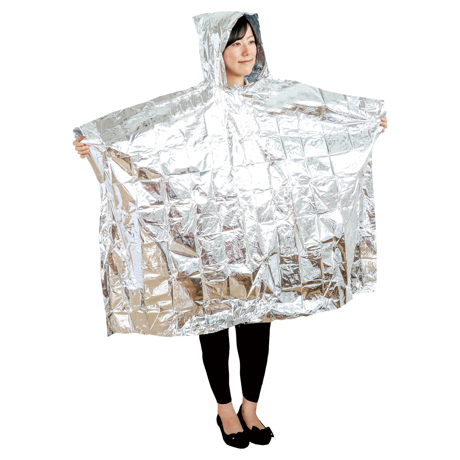 防災用品 / 非常用アルミ防寒ポンチョ(30個組) 35666