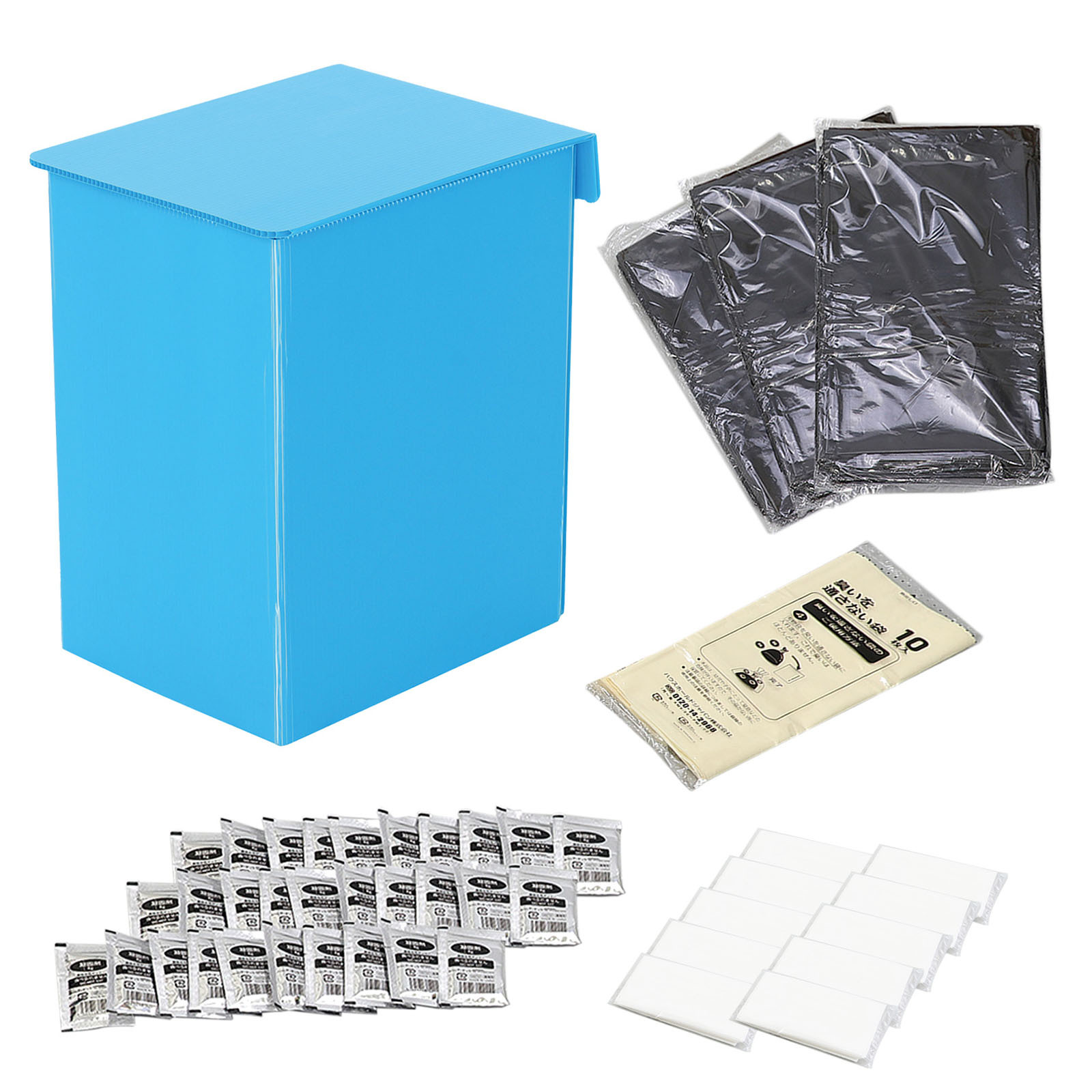 防犯・防災用品 / ATプラダントイレ 袋・凝固剤・ポケットティッシュ30回セット 36965