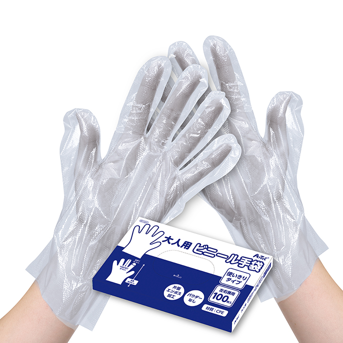 手袋 / 大人用ビニール手袋100枚/箱入 100枚入り 51222