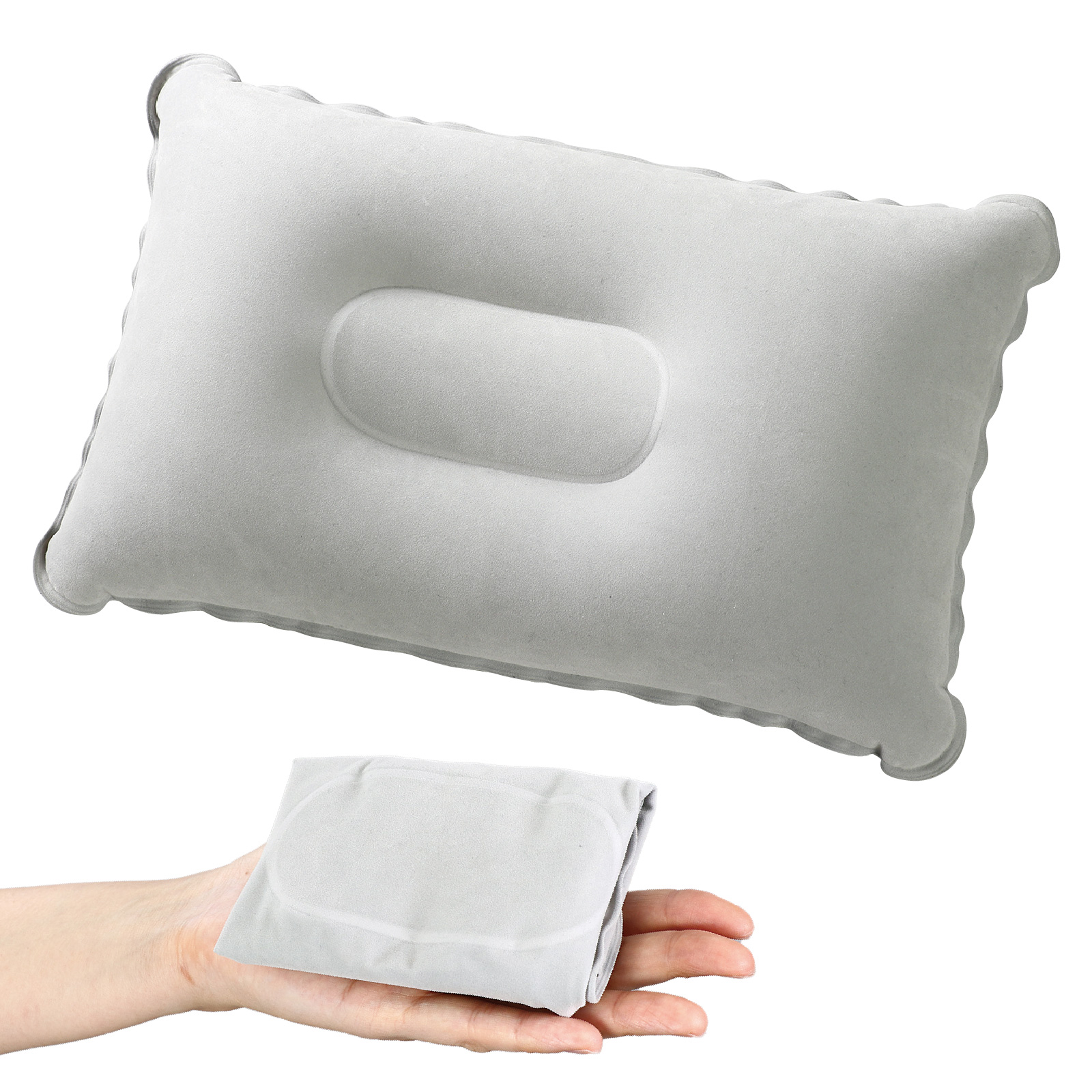 防犯・防災用品 / 持ち運び簡単 エアー枕 グレー 単品 51946