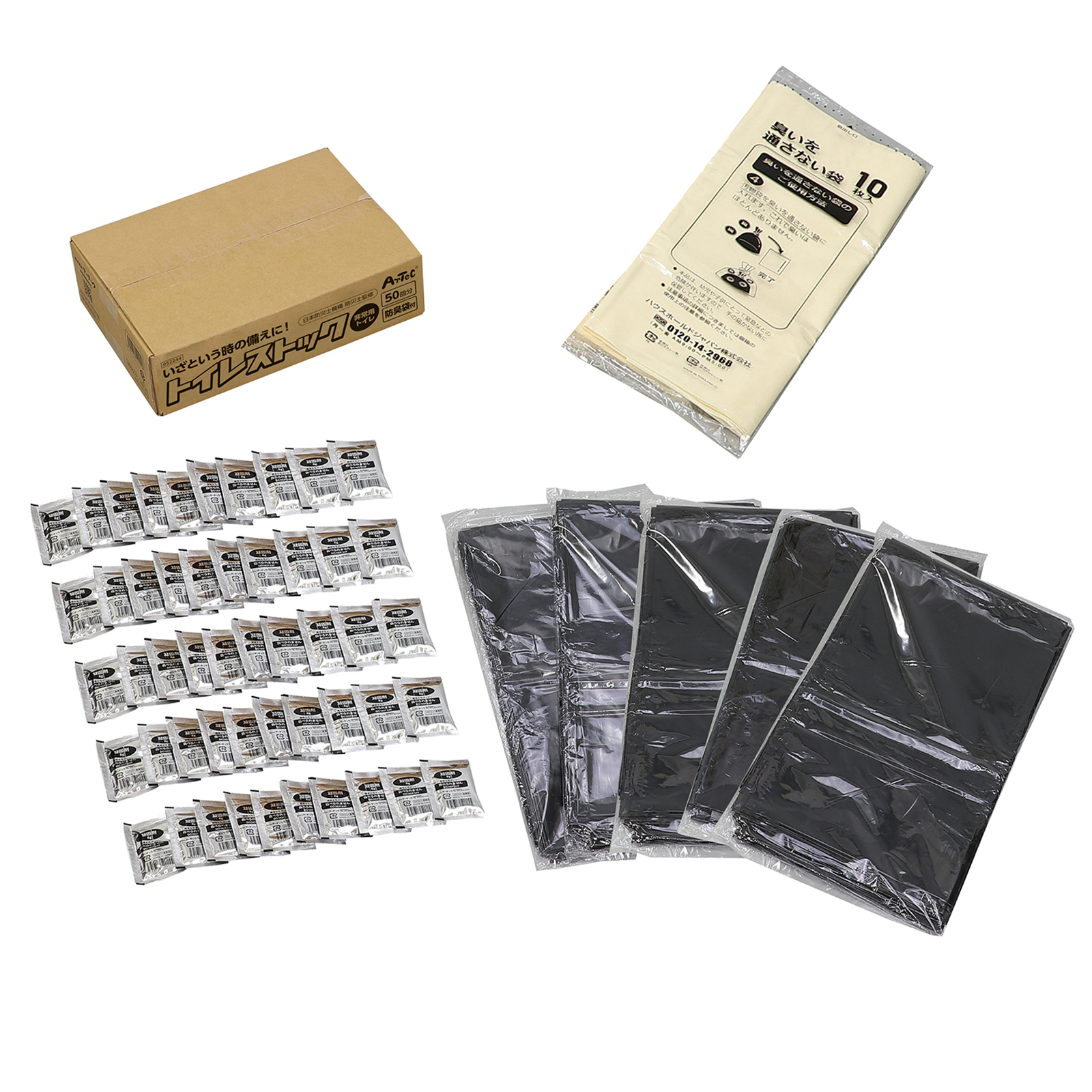 防犯・防災用品 / トイレストック 消臭袋付50回分 セット 52244