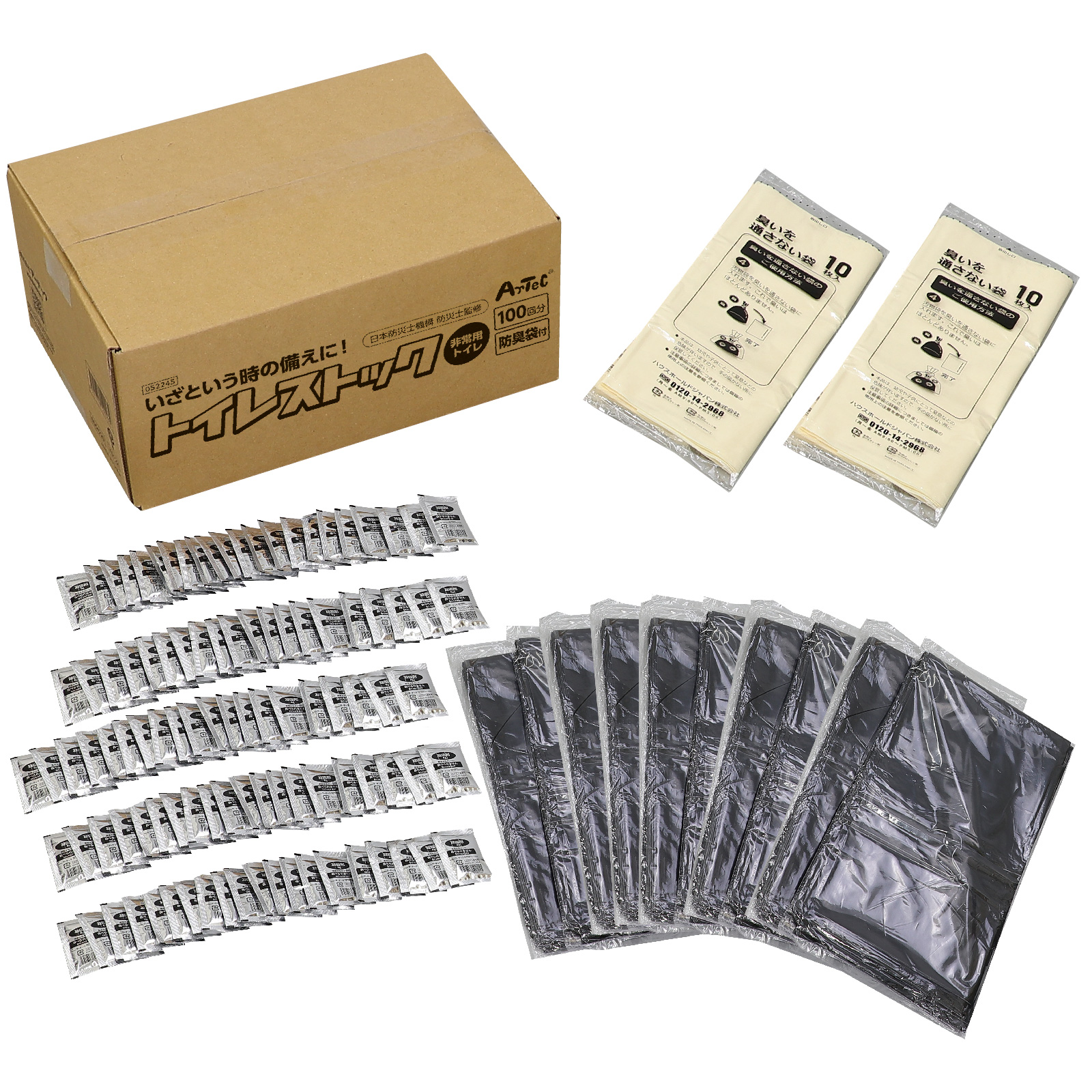 防犯・防災用品 / トイレストック 消臭袋付100回分 セット 52245
