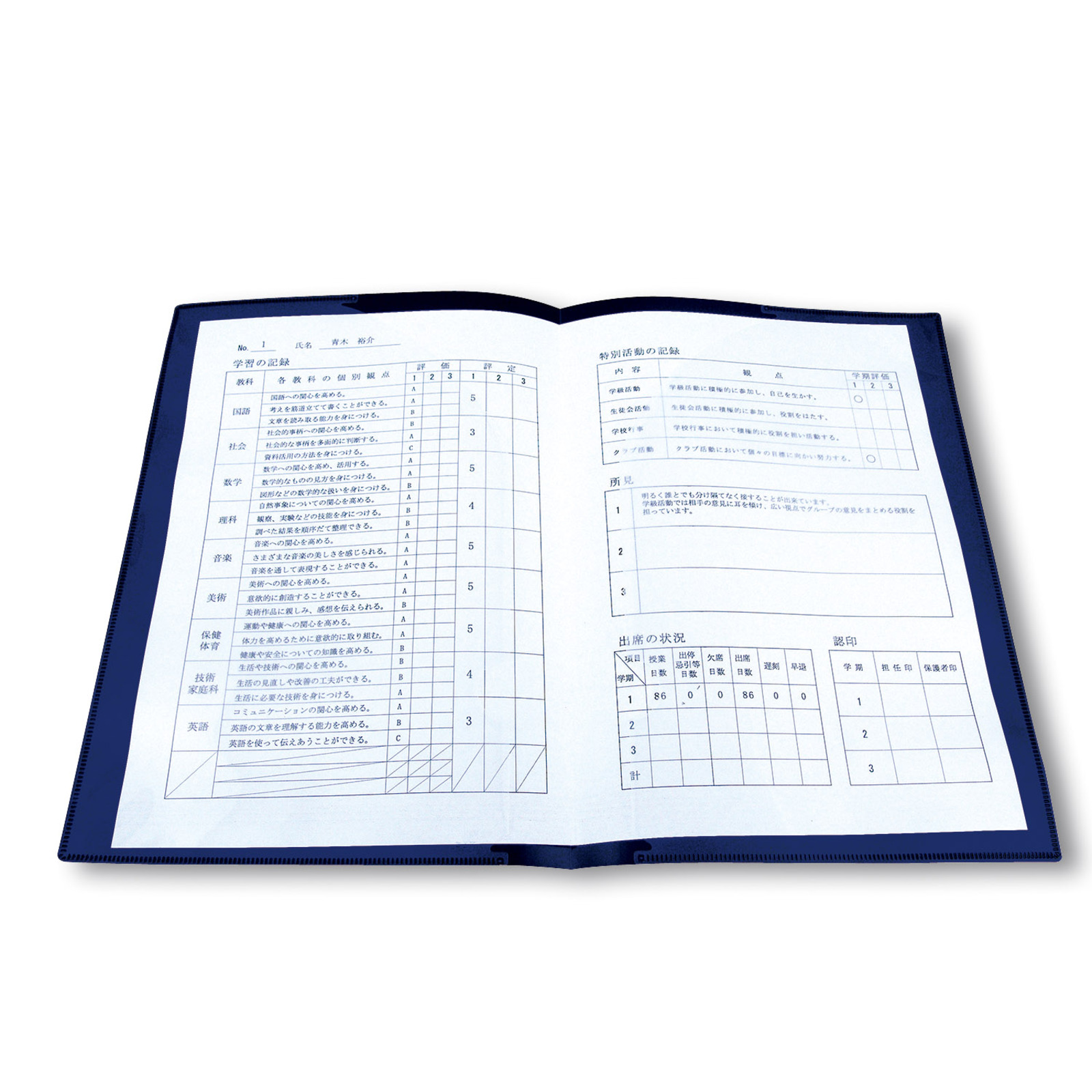 ファイル / 通知表ファイル A4 紺 単品 5835