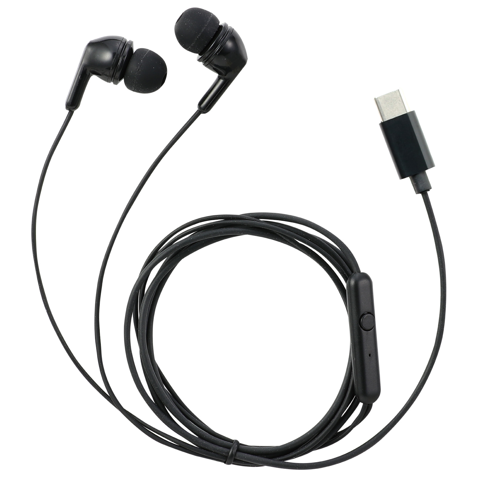 PC周辺用品 / カナル型マイク付イヤホン(イヤーピース付)Type-C ブラック 単品 91424
