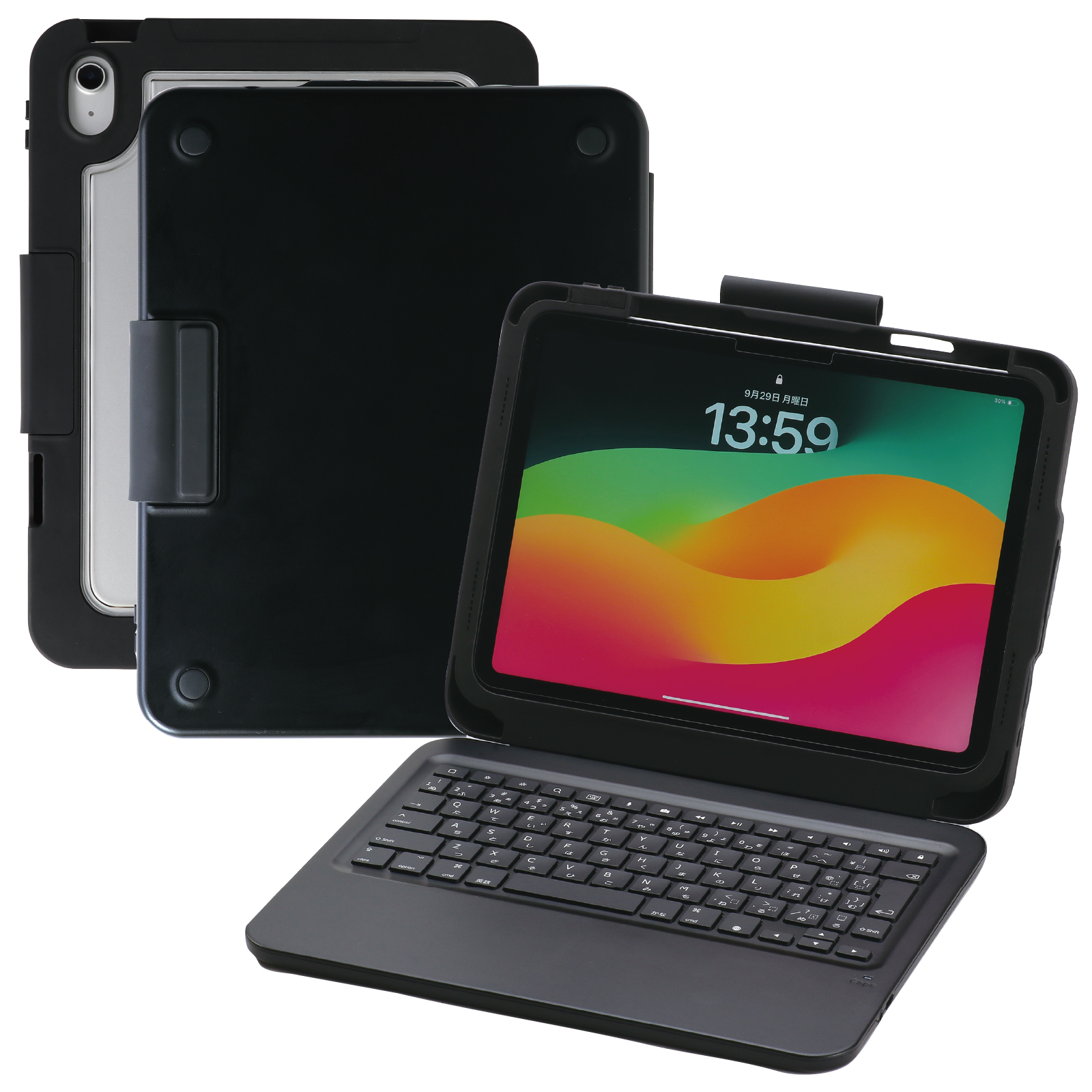 PCタブレットケース / AT iPad(A16/第10世代)用キーボード付きケース 黒 単品 92102