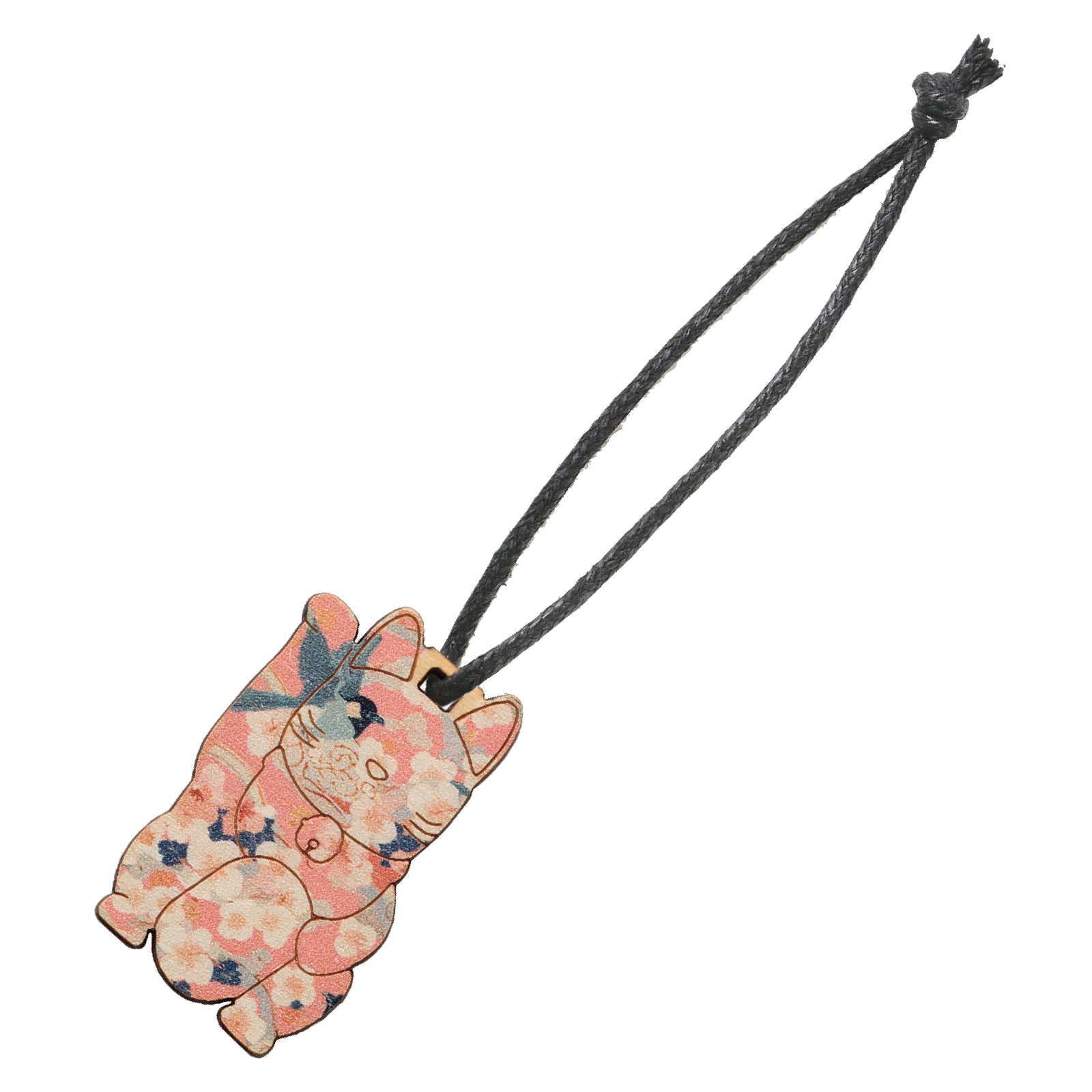 日用品 / 木製シルエットキーホルダー 和柄 春のまねき猫 単品 92949