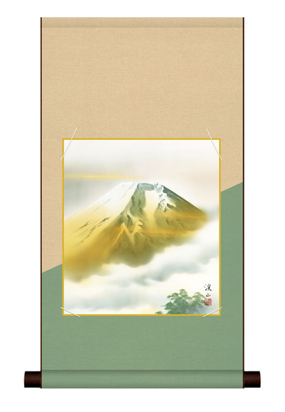 色紙掛け / 山水画 富士諸景 金富士 紙色セット 平安純綿デザイン色紙掛