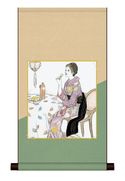 色紙掛け / 竹久 夢二 青い酒 紙色セット 平安純綿デザイン色紙掛