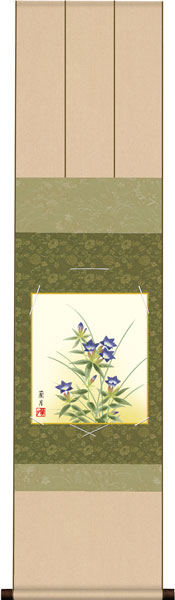 色紙掛け / 花鳥画 秋飾り 桔梗 紙色セット 衣笠緞子色短掛