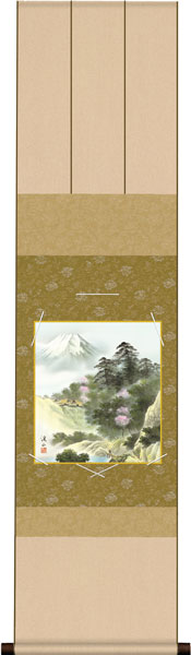 色紙掛け / 山水画 富士諸景 名山爛漫 紙色セット 衣笠緞子色短掛