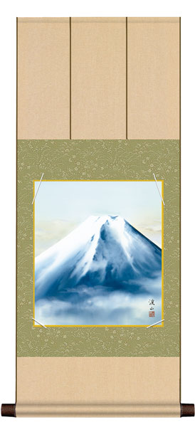 色紙掛け / 山水画 富士諸景 黎明富士 紙色セット 八坂緞子色紙掛