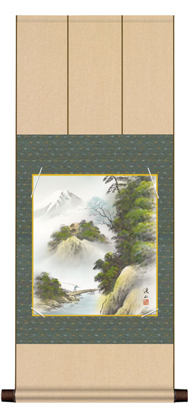 色紙掛け / 山水画 富士諸景 富士清風 紙色セット 八坂緞子色紙掛