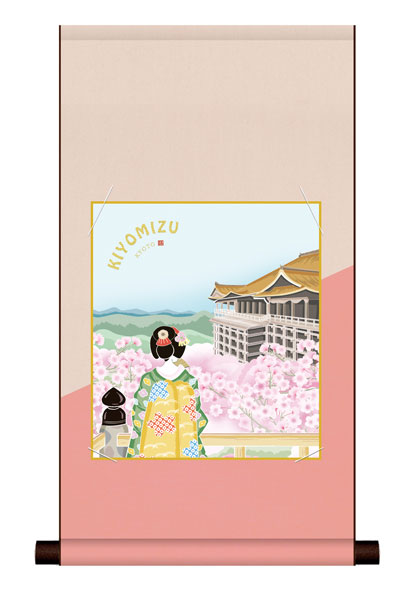 色紙掛け / 日本の名所 清水寺 春景 紙色セット 平安純綿デザイン色紙掛