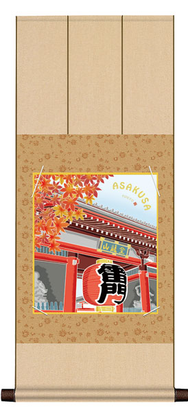 色紙掛け / 日本の名所 雷門 秋景 紙色セット 八坂緞子色紙掛