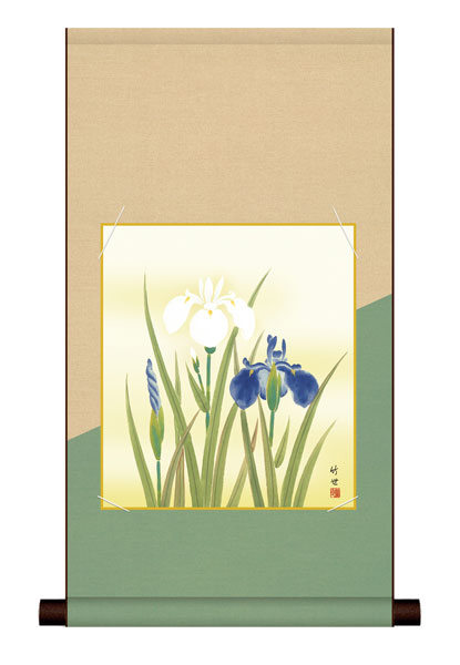 色紙掛け / 花鳥画 夏飾り 菖蒲 紙色セット 平安純綿デザイン色紙掛