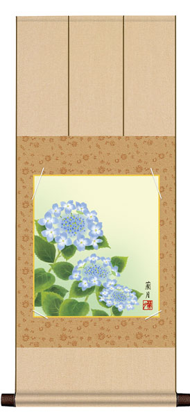 色紙掛け / 花鳥画 夏飾り 紫陽花 紙色セット 八坂緞子色紙掛