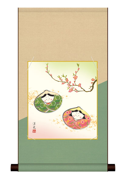 色紙掛け / 桃の節句画 貝雛 紙色セット 平安純綿デザイン色紙掛