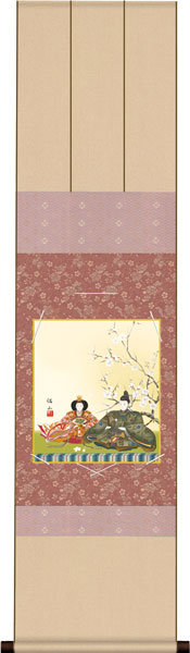 色紙掛け / 桃の節句画 段雛 紙色セット 衣笠緞子色短掛