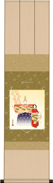 色紙掛け / 桃の節句画 立雛 紙色セット 衣笠緞子色短掛
