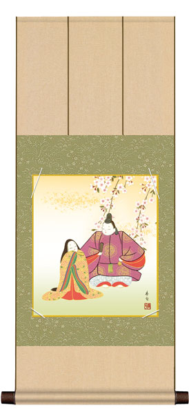 色紙掛け / 桃の節句画 吉祥雛 紙色セット 八坂緞子色紙掛