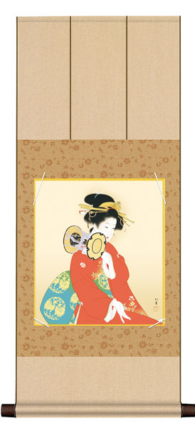 色紙掛け / 上村 松園 鼓の音 紙色セット 八坂緞子色紙掛