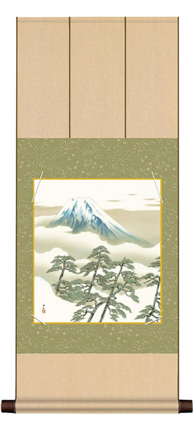 色紙掛け / 横山大観 松に富士 紙色セット 八坂緞子色紙掛