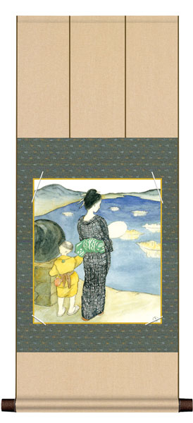 色紙掛け / 竹久 夢二 燈籠流し 紙色セット 八坂緞子色紙掛