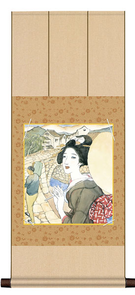 色紙掛け / 竹久 夢二 眼鏡橋 紙色セット 八坂緞子色紙掛