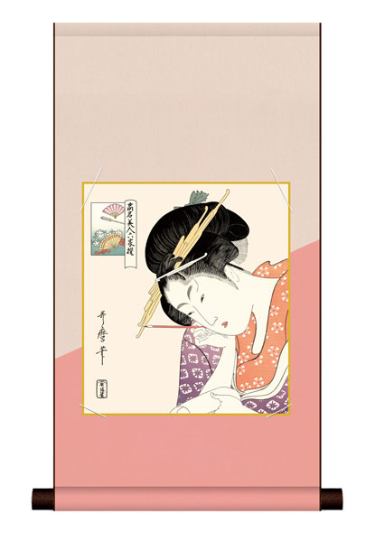 色紙掛け / 浮世絵 美人画 扇屋花扇 紙色セット 平安純綿デザイン色紙掛