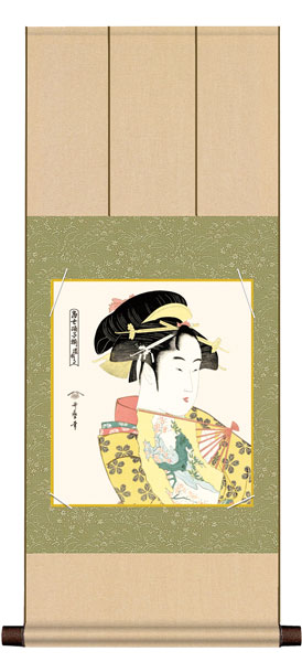 色紙掛け / 浮世絵 美人画 道成寺 紙色セット 八坂緞子色紙掛