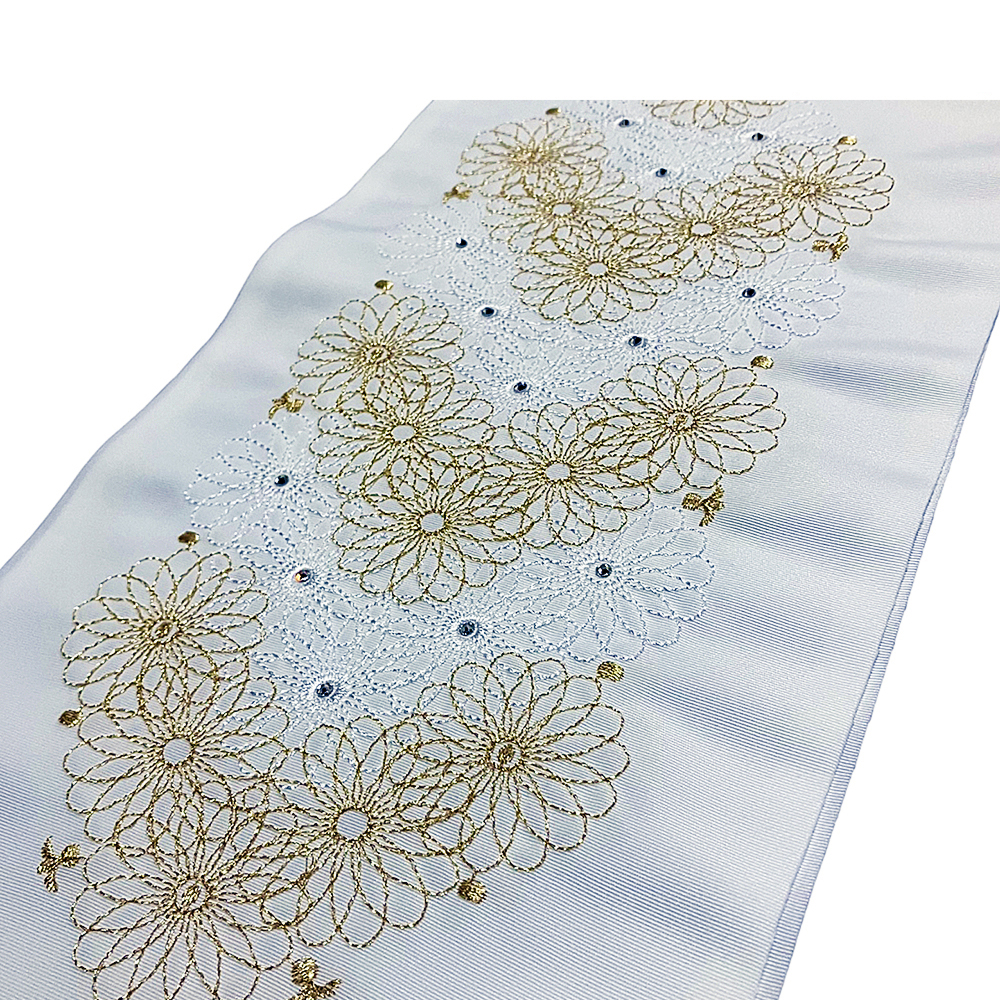 半衿 / 刺繍 ストーン付き 花柄