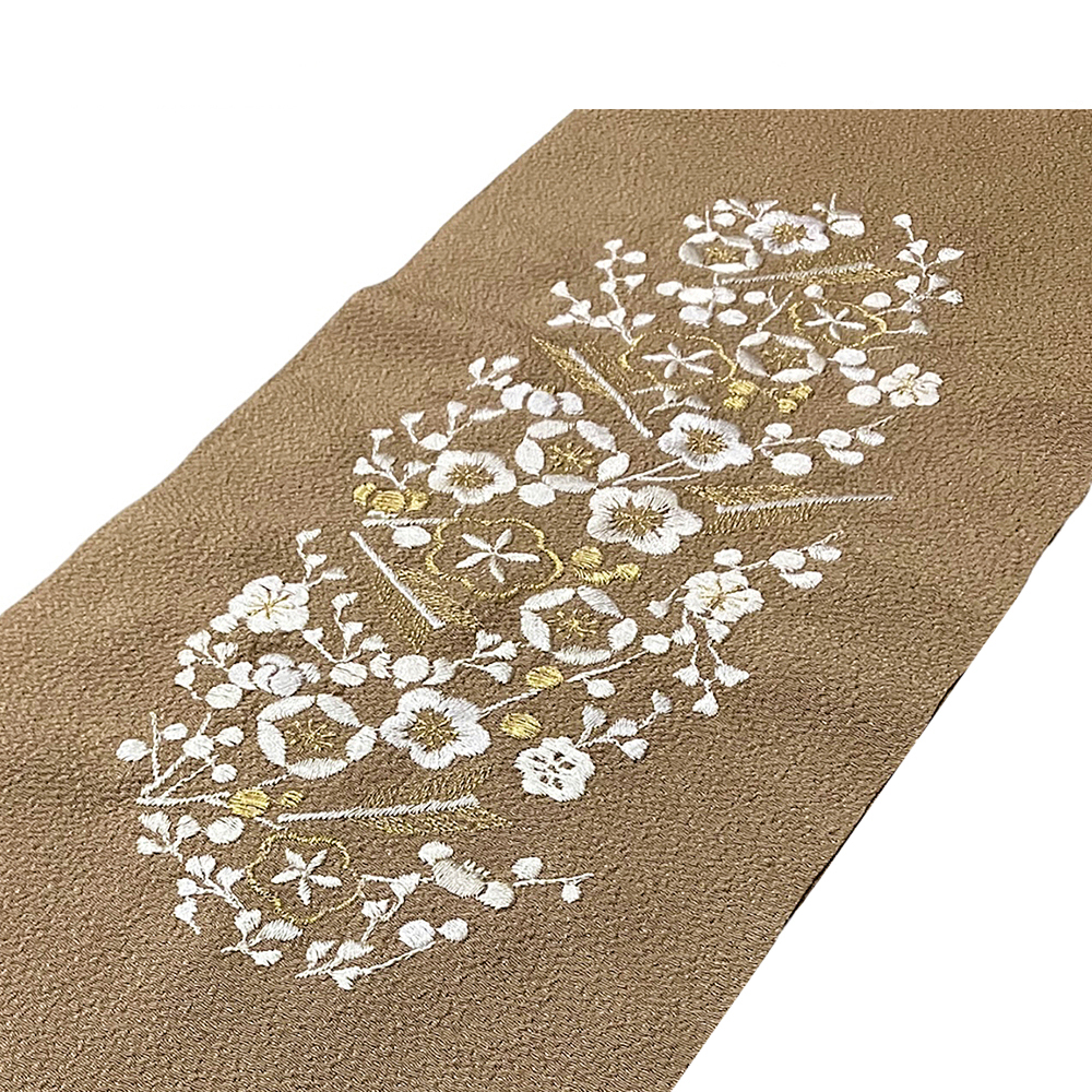 半衿 / ちりめん 刺繍 梅