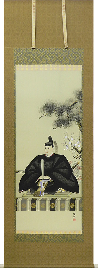 掛け軸 / 天神様 大塚晁舟 尺八横 65×190cm 桐箱収納 年始掛け 床の間