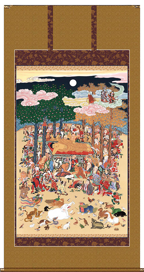 掛け軸 / 仏事 釈迦涅槃図 床の間 おしゃれ 壁掛け 絵 106cm×203cm