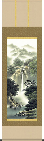 掛け軸 / 山水 幽山渓谷 鈴村 秀山