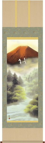 掛け軸 / 富士 赤富士 秋水