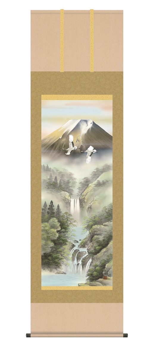 掛け軸 受注生産 / 富峰玉簾 宇田川 彩悠 山水画 年中掛け 新築祝い 贈答用 富士山  納期最短で約１５日程 