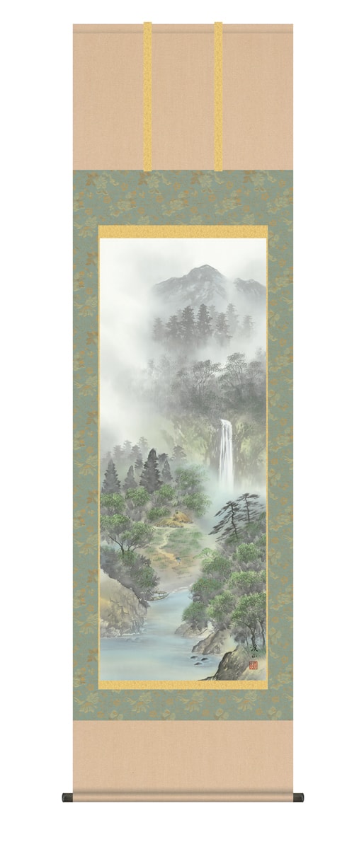 掛け軸 受注生産 / 深緑渓谷 伊藤 渓山 山水画 年中掛け  納期最短で約１５日程 