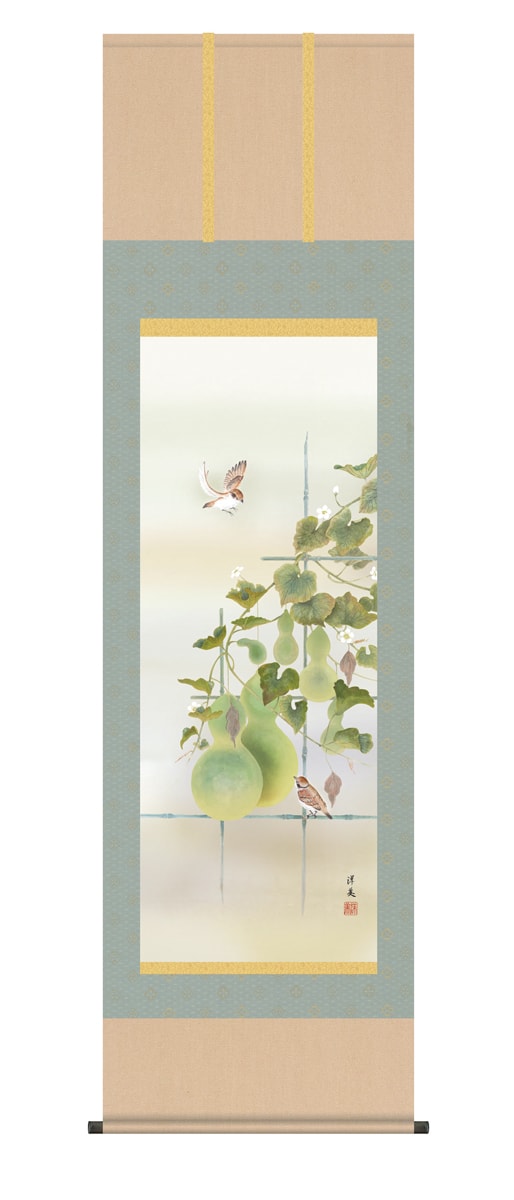 掛け軸 / 尺五立 六瓢 打田 洋美 花鳥画 季節掛け 夏向け