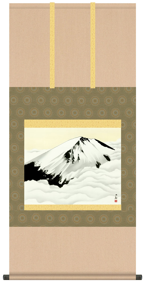 掛け軸 / 桐箱 風鎮 防虫香セット付 横山大観150周年特別企画 富士聳ゆ 尺五サイズ 複製画