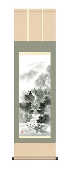 掛け軸 / 伊藤 渓山 三美会 悠景山水 尺三立幅44.5×高さ約164cm 山水画 水墨山水