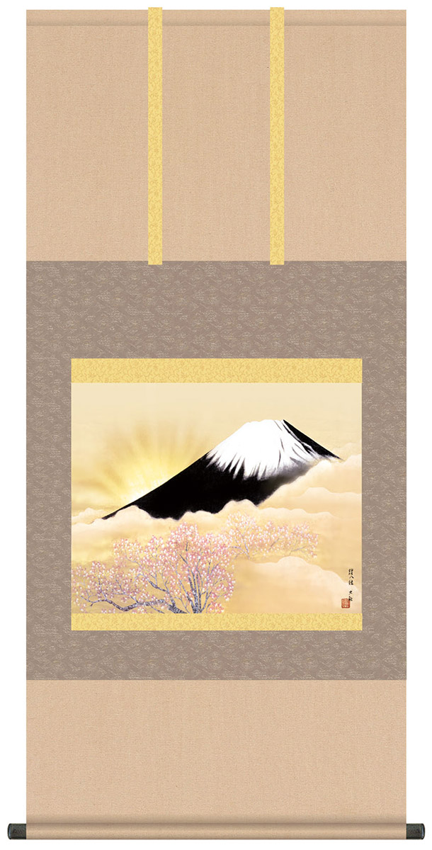 掛け軸 / 桐箱 風鎮 防虫香セット付 横山大観150周年特別企画 輝八紘 尺五サイズ 複製画